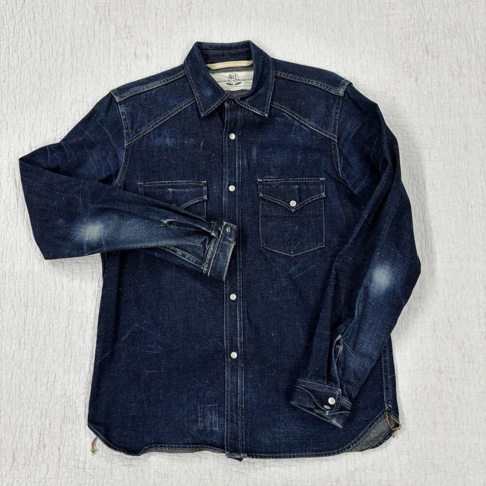 Rogue Territory Selvedge Denim Shirt Mens Size Medium Indigo Slub Denim